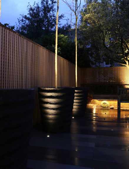 Privacy trellis by night