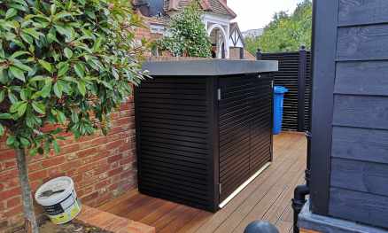 Contemporary Bike Shed with GRP Roof, painted Black