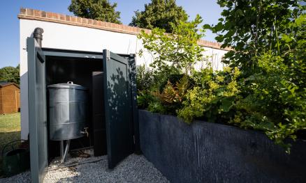 Bespoke Compost and Rainwater Store at RHS Hampton Court 2023 - Photo Credit: Annabelle May