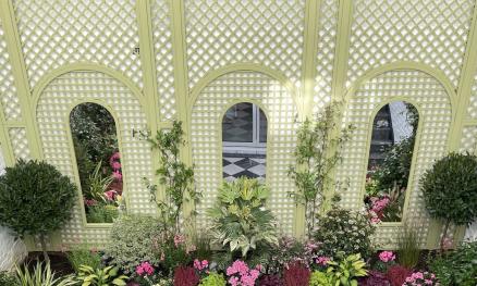 Decorative Trellis painted in Olive - Celia Garden Design