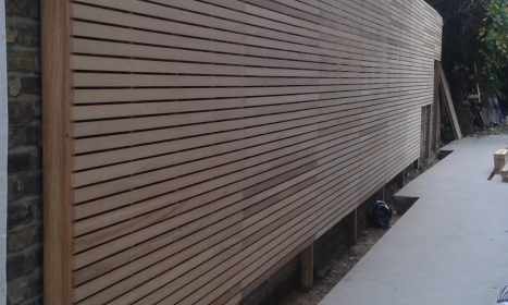 Natural Iroko Slatted Panels Fence Panels
