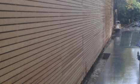 Natural Iroko Slatted Fence Panels