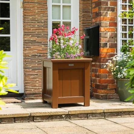 RHS Prestige Traditional Square Planter in Hazel Brown