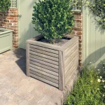 RHS Prestige Slatted Square Planter Iroko