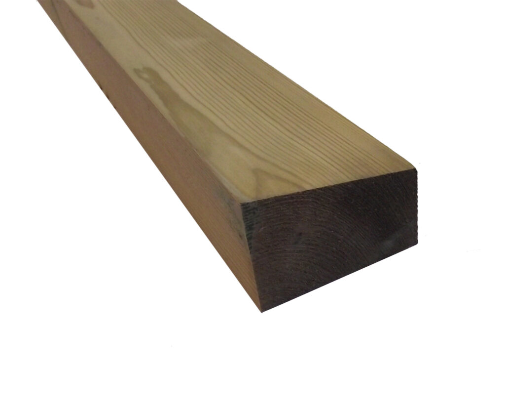 A single wooden plank with a smooth surface and angled end, shown against a white background.
