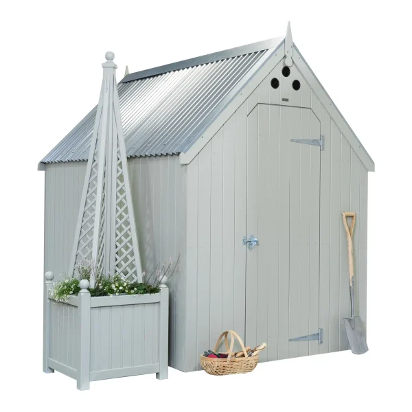 RHS Large Garden Shed with Tin Roof - painted Manhattan Grey