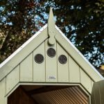 RHS Large Garden Shed in Manhattan Grey - finial detail