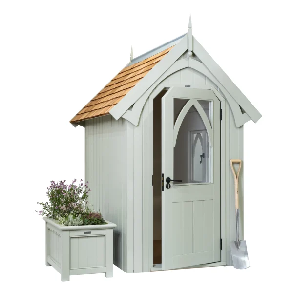 RHS Prestige Albertine Garden Shed with Cedar Roof - Manhattan Grey