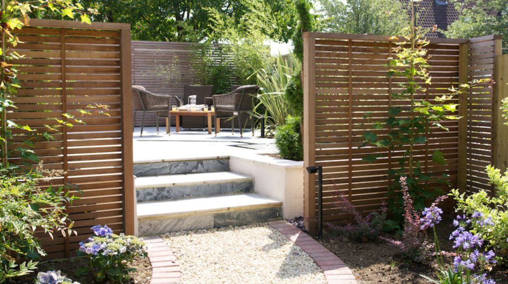 Bespoke slatted panels creating a secluded space