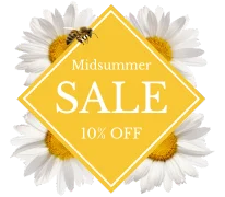 GTC Sale Badge (206 x 180 px) Yellow Midsummer Sale graphic with daisies