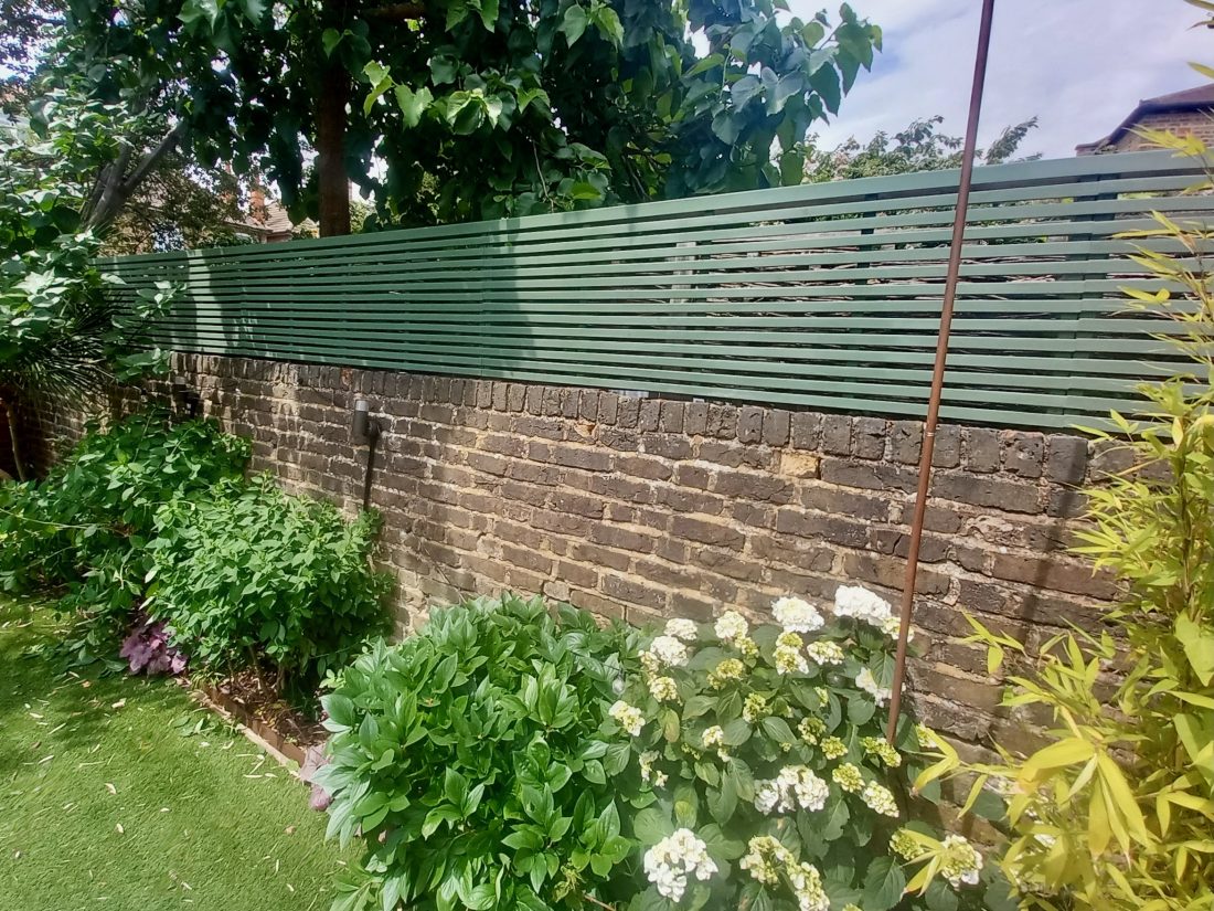 Regular Slatted Panels painted Greenwich Green