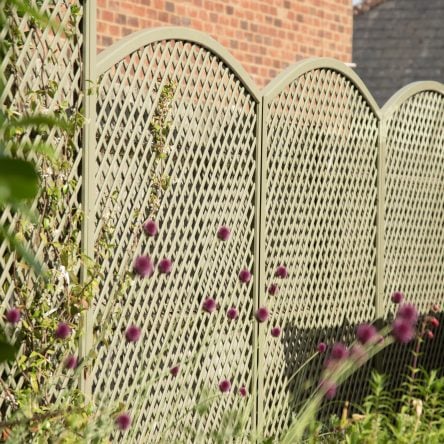 Scamells Garden Design - Diagonal Trellis Convex Arched Topper Panels