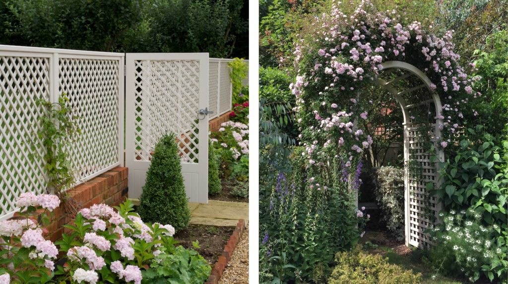 A garden gate and rose arch, perfect for moving between zones in a garden