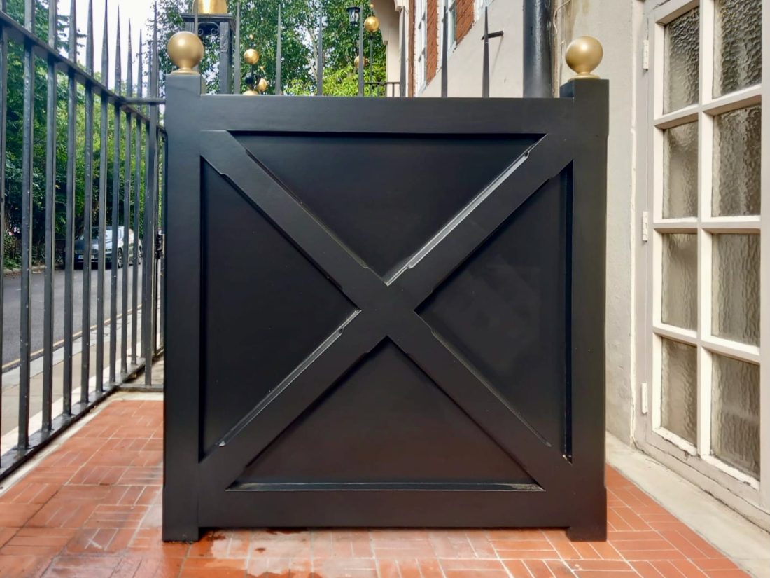 Bespoke Planter painted in Black with Gold Finials