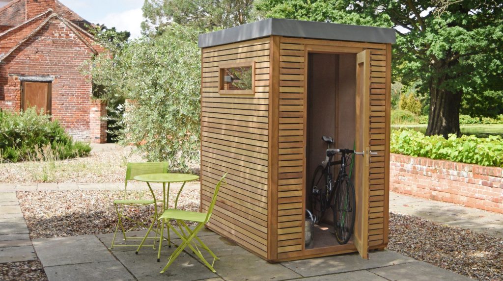 RHS Prestige Contemporary Shed in a large sunny garden