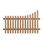 RHS Prestige Curve Down Pointed Top Picket Fencing curving down to the left in Thermally Treated Timber