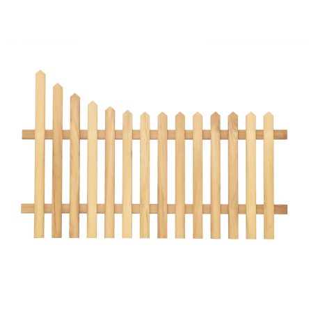 RHS Prestige Curve Down Pointed Top Picket Fencing curving down to the right in Iroko