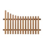 RHS Prestige Curve Down Pointed Top Picket Fencing curving down to the right in Thermally Treated Timber