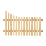 RHS Prestige Curve Down Rounded Top Picket Fencing curving down to the right in Iroko
