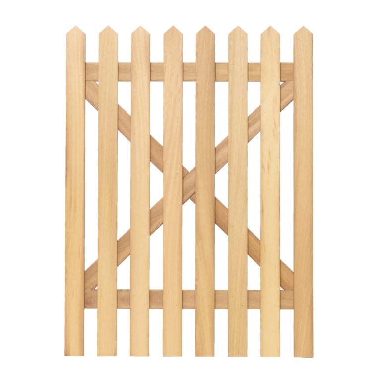 RHS Prestige Pointed Top Picket Gate in Iroko 1200mm high