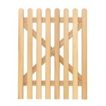 RHS Prestige Rounded Top Picket Gate Front in Iroko 1200mm high