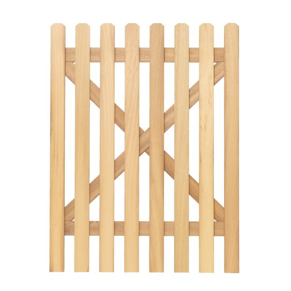 RHS Prestige Chamfered Top Picket Gate in Iroko 1200mm high