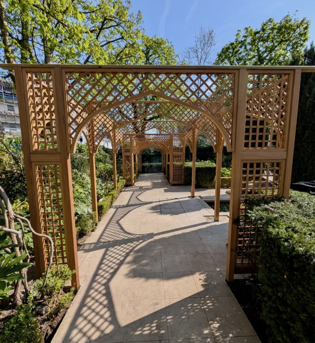 Large Decorative Pergola in Iroko