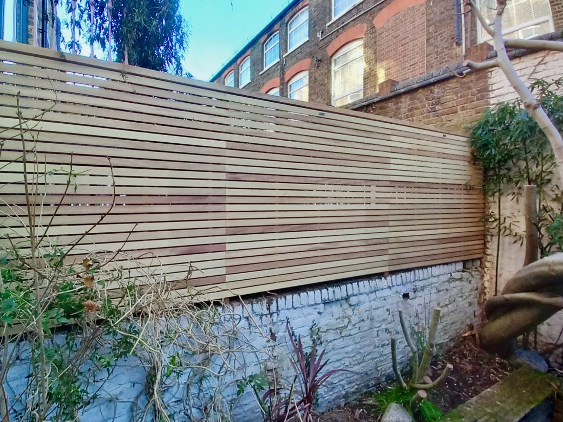 RHS Prestige Wide Slatted Panels in Iroko