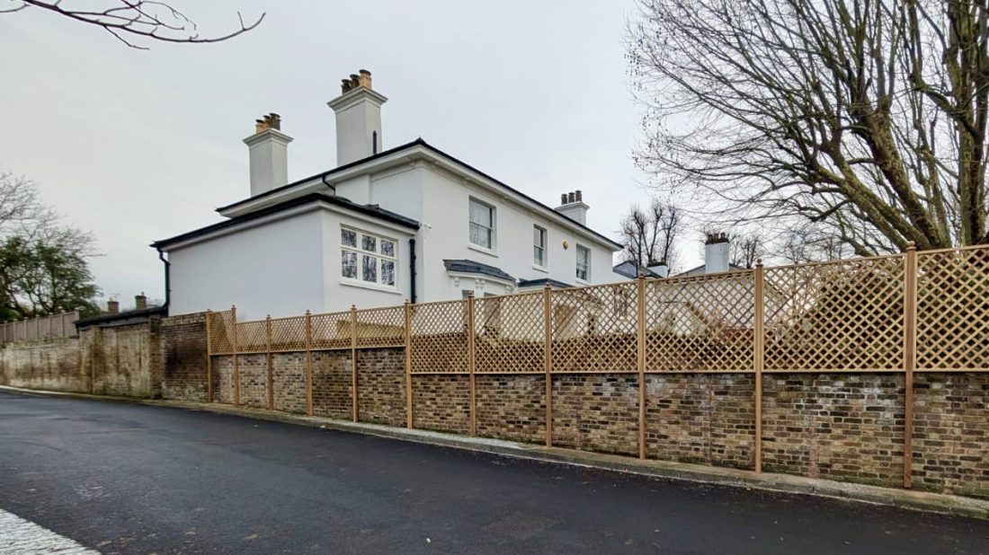 Bespoke Diagonal Trellis with a 68mm gap in Iroko