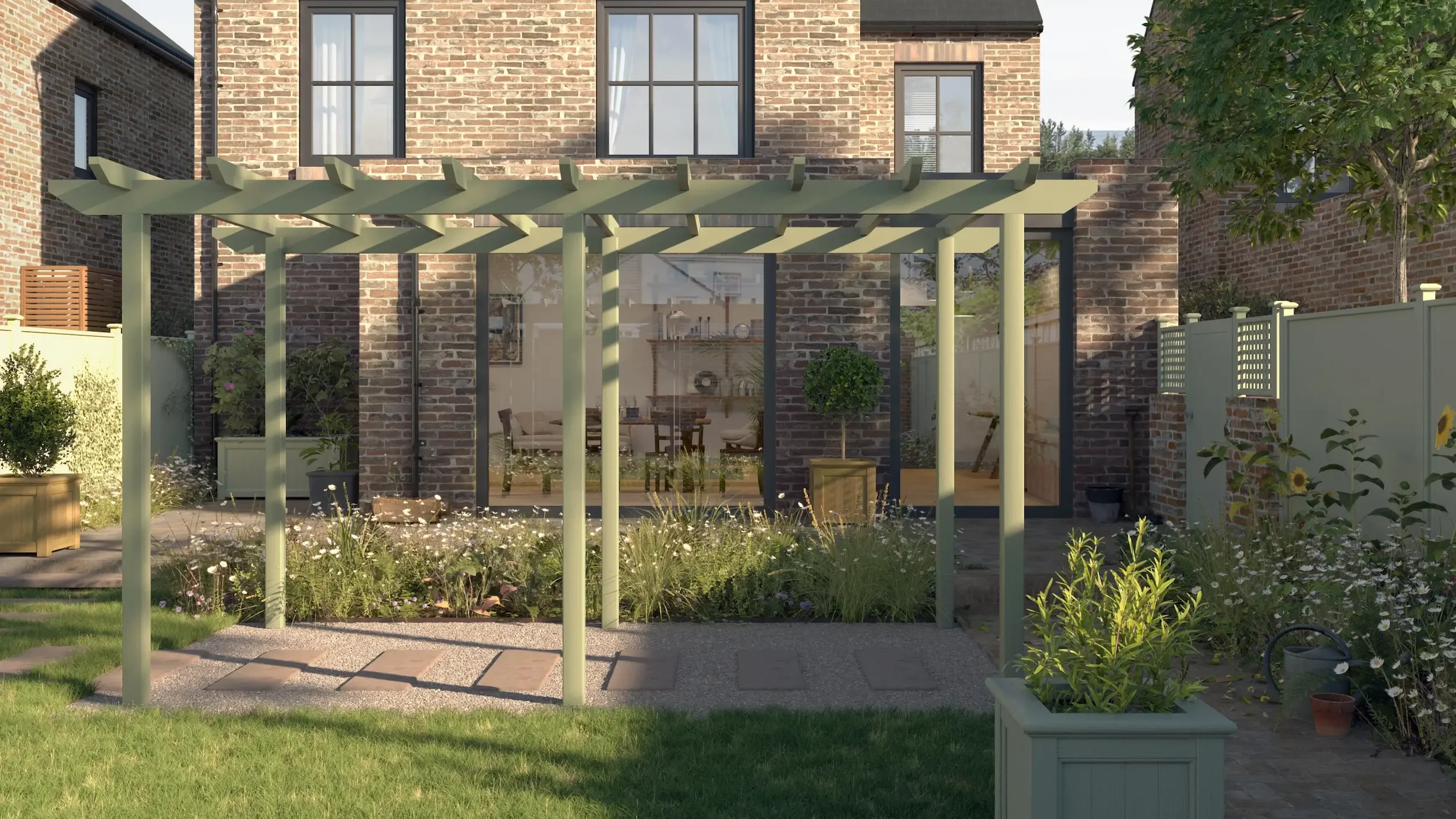 Large Pergola - Painted Gorse Green