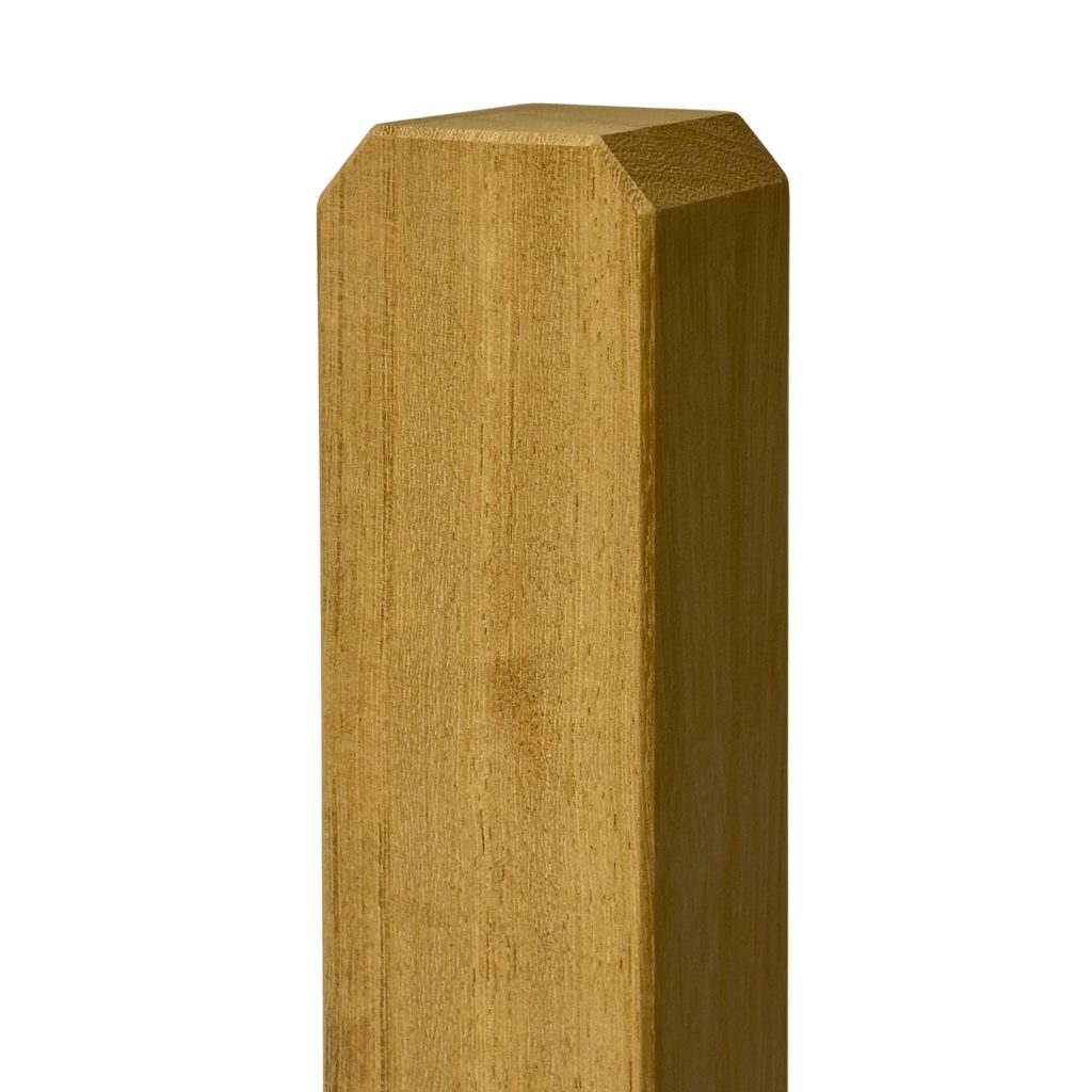 Prestige Chamfered Top Picket Fence Post in Iroko 90mm