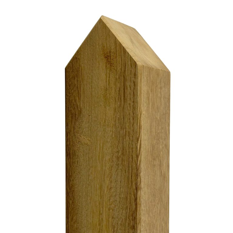 Prestige Pointed Top Picket Fence Post in Iroko 90mm