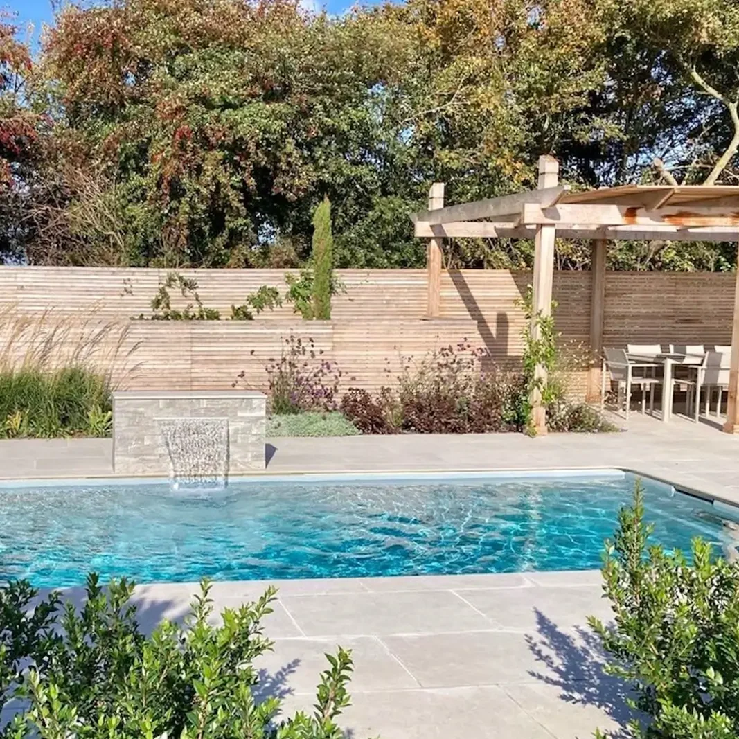 Mediterranean Pool Courtyard Garden