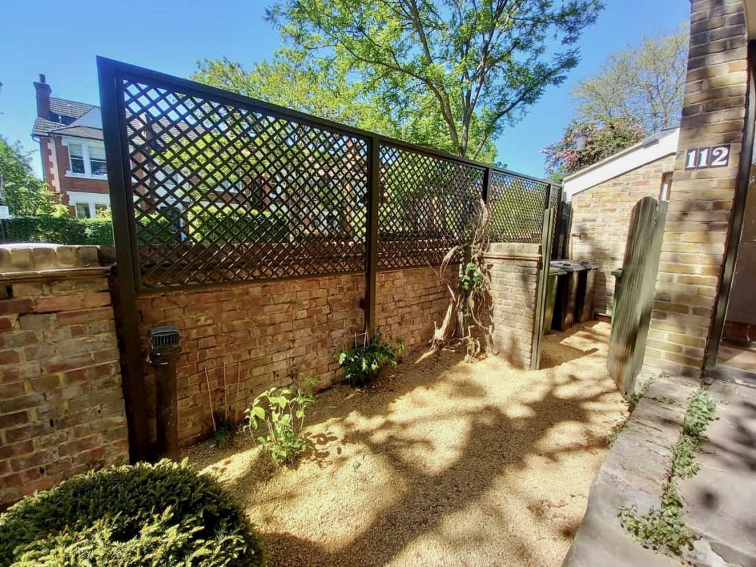 Ready-made Diagonal Trellis (40mm gap) painted in Little Greene-Bronze Green
