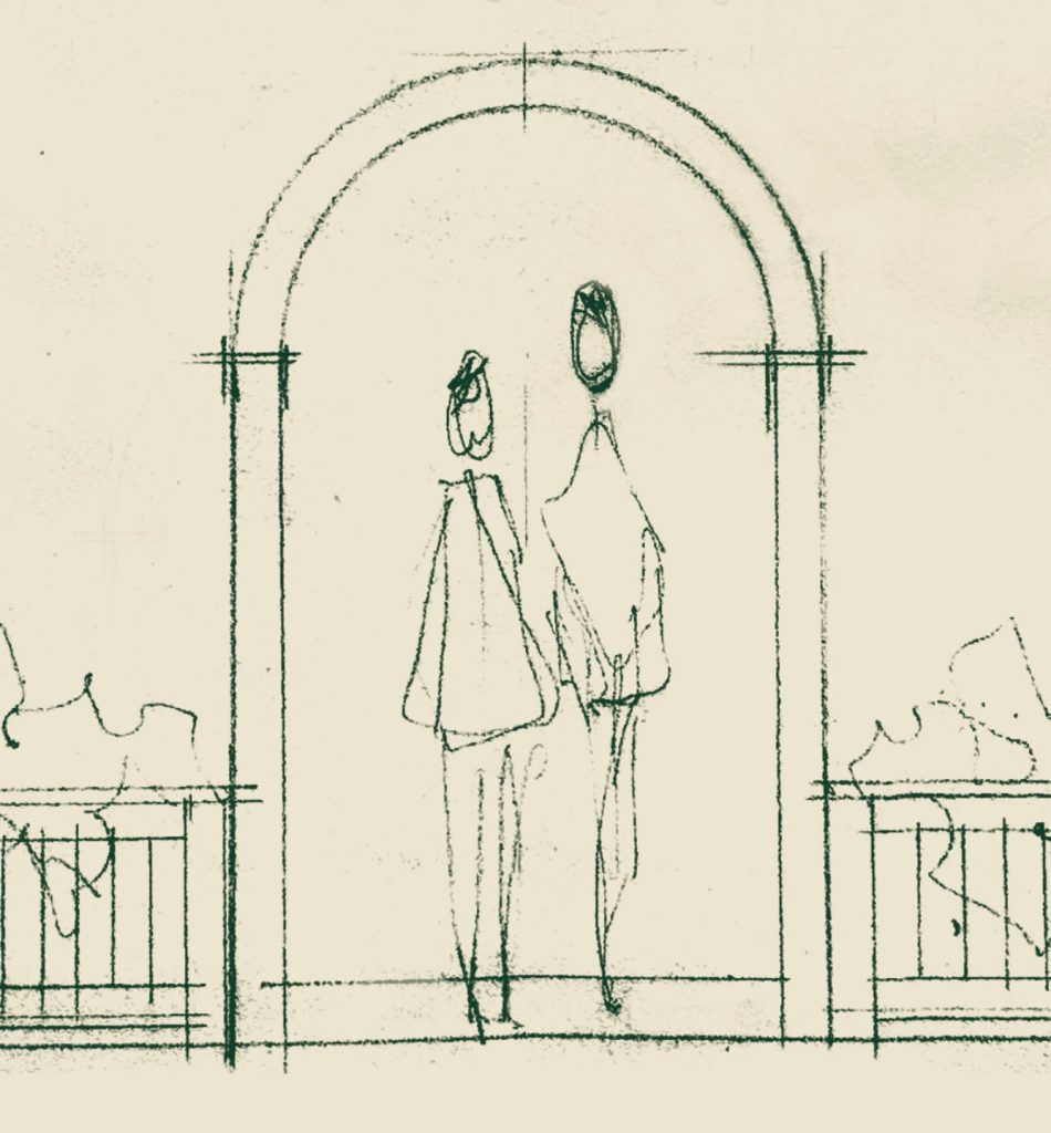A section of the RHS Sandringham stand design by Paul Baines featuring the rose arch.