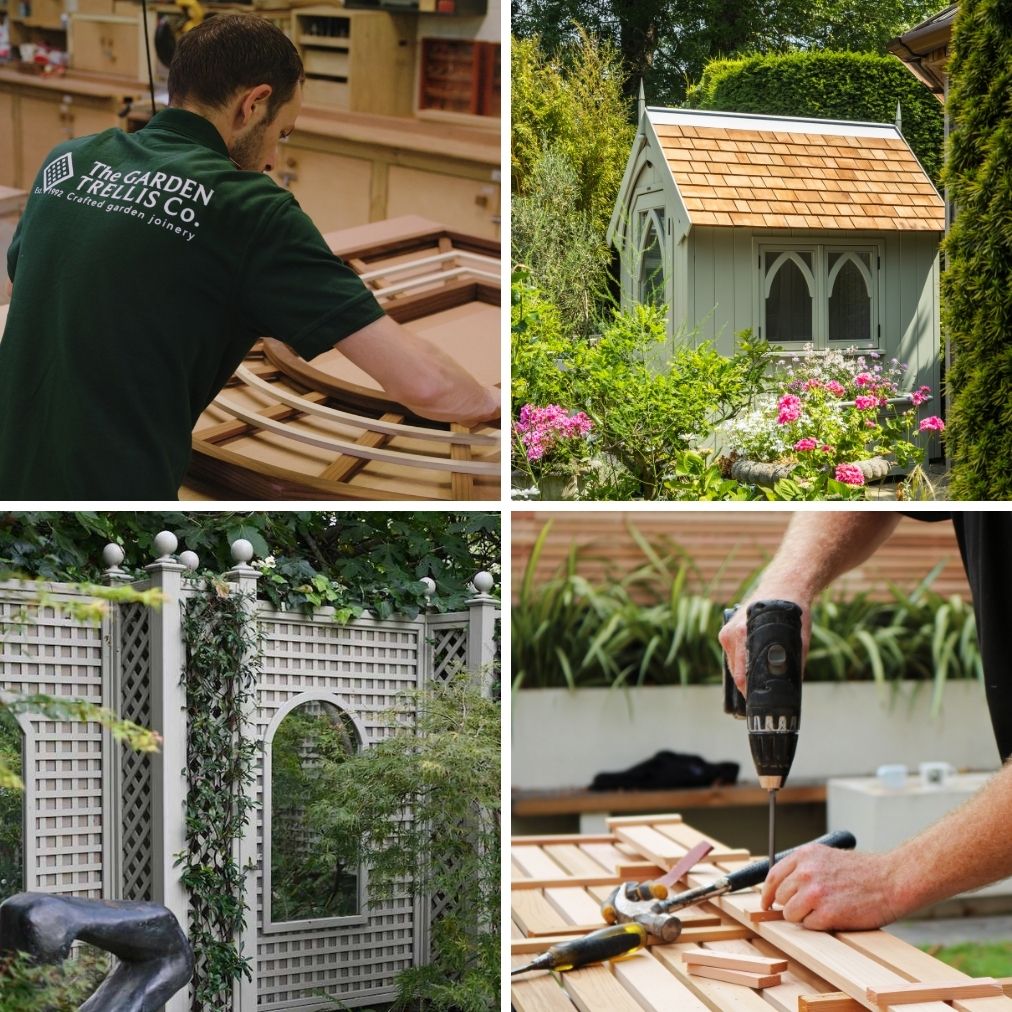 A selection of four square images showing the work of The Garden Trellis Co.