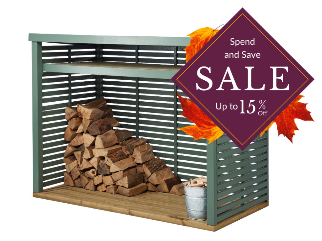 An RHS Log Store with a Spend & Save Sale Graphic
